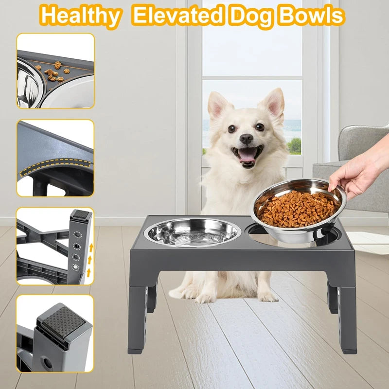 Elevated Dog Feeder with Adjustable Raised Stand, Slow Food Bowl, Water Feeders for Large and Medium Dogs - image 4