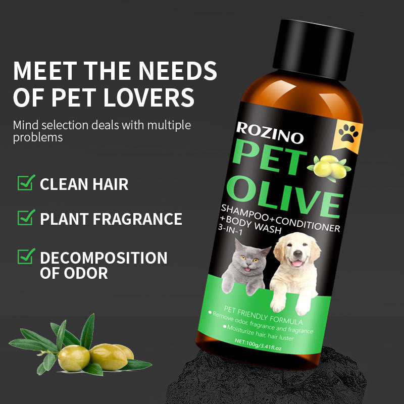 Pet Cat Dog Olive Deodorant Mite Removal Lasting Fragrance Three-in-one Shampoo - image 6