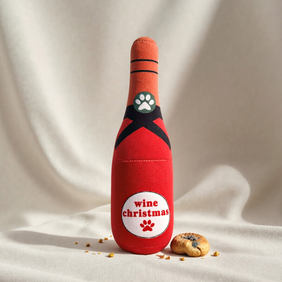 Dog Toy Realistic Wine Bottle Chew-Resistant Self-Entertainment Plush Toy for Cats and Dogs Teeth Cleaning Sound-Making Toy -