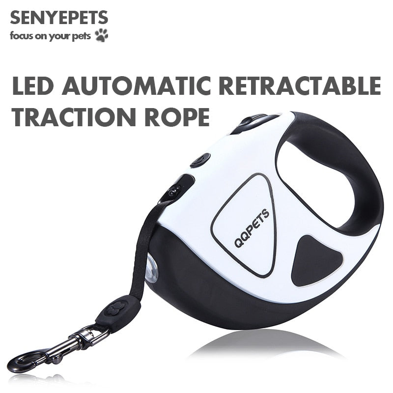 Pet Dog Automatic Retractable Fiber Leash Night Safety LED Shining Automatic Stretching Dog Hand Holding Rope Pet Supplies DL