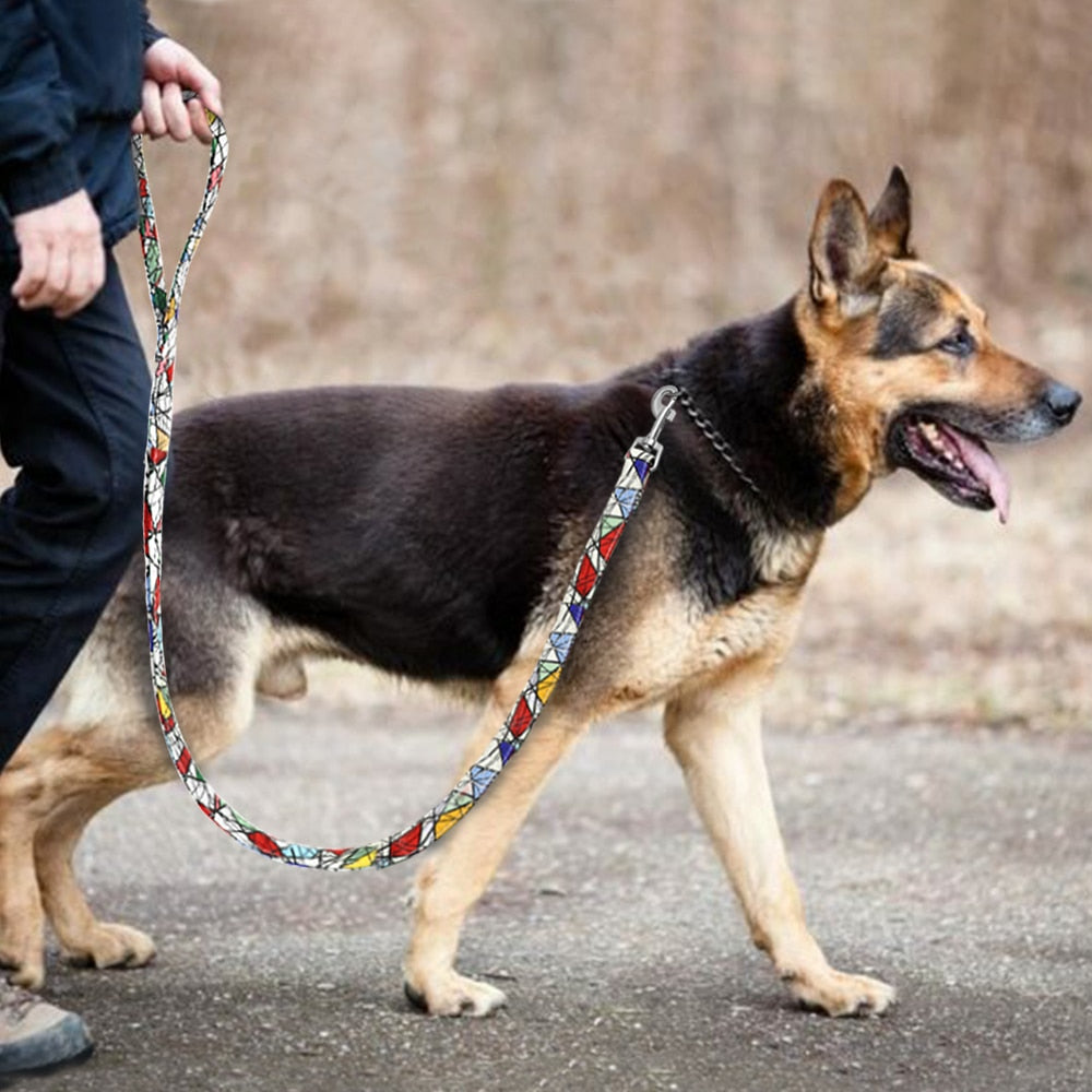 Thick Dog Leash Nylon Rope Printed Dog Cat Leash Pet Leashes Rope Puppy Leads for Outdoor Walking Training Pet Supplies - ima