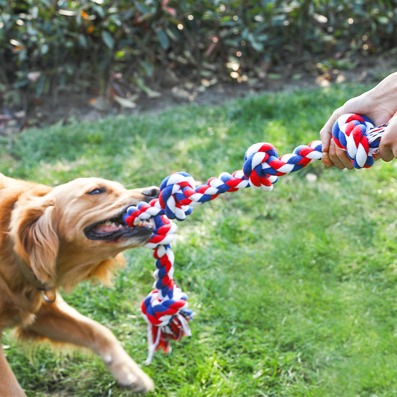 Large Dog Pet Toy Durable Chew Cotton Rope Five-Knot Dog Pet Supplies for Dogs and Cats - image 2
