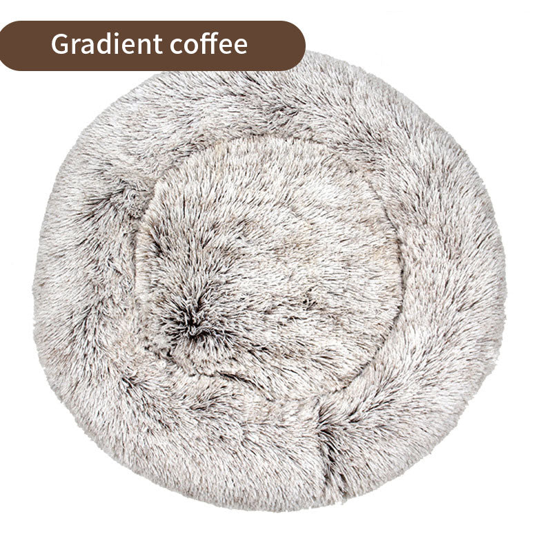 Dog Kennel Cat Kennel Plush Round Gradual Change Pet Kennel Dog Bed Winter Mat Gradual Change Pet Mattress Pet Supplies - ima
