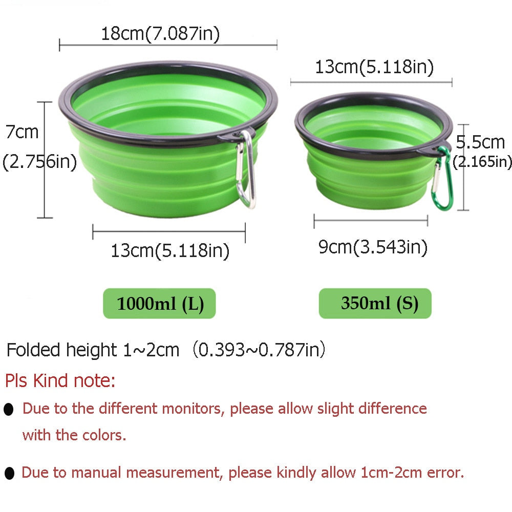 1000ML Pet Bowl Folding Silicone Travel Dog Bowls Walking Portable Water Bowl For Small Medium Dogs Cat Bowls Pet Eating Dish