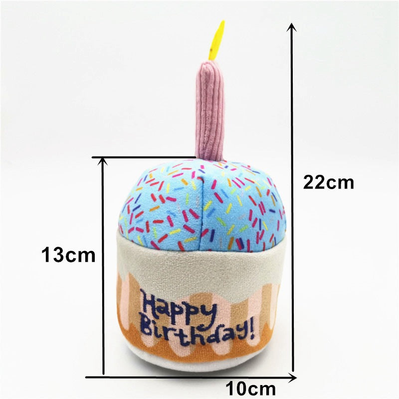 Dog Cat Birthday Cake Gift Sound Fun Toy Dog Plush Toy Pet Supplies - image 3