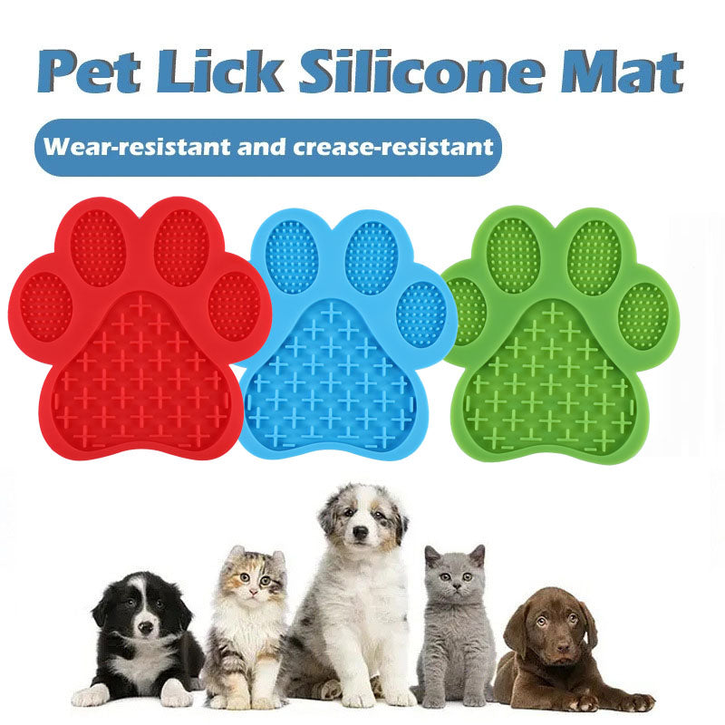 Dog Paw Shaped Silicone Pet Licking Pad, Pet Slow Food Plate