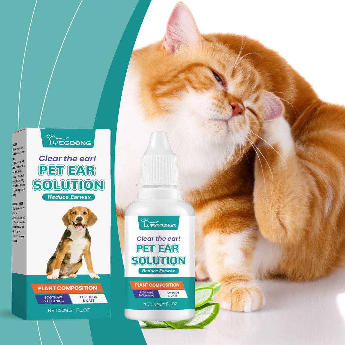 Pet Ear Wash Relieves Ear Discomfort For Cats And Dogs Clean, Decontaminate, Moisturize, Soothe And Nourish - image 2