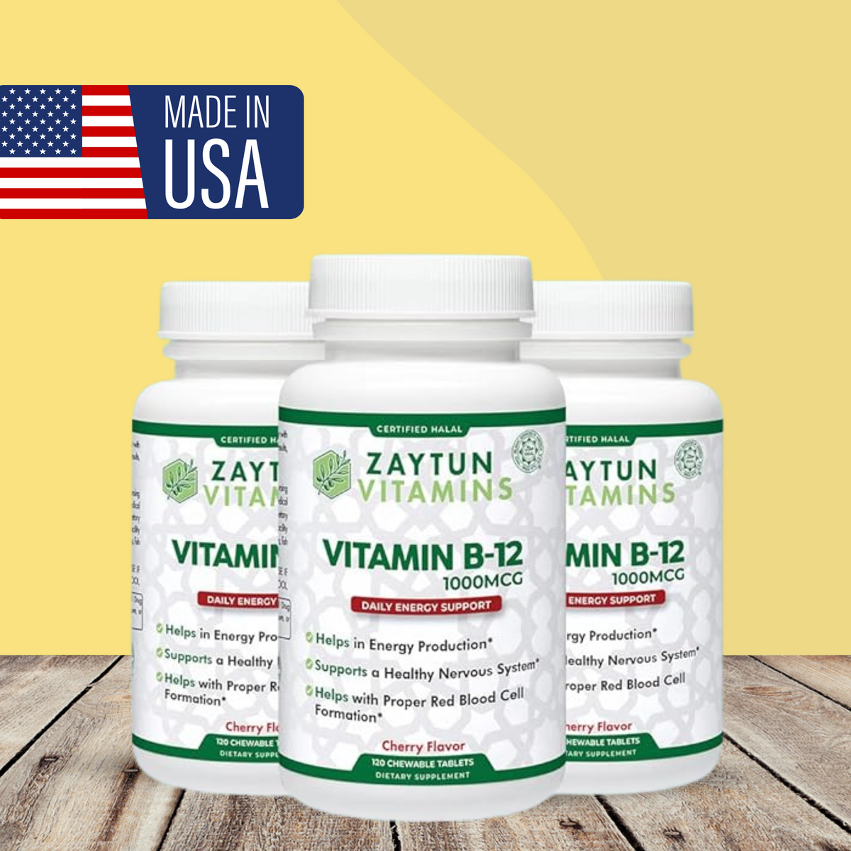 Halal Vitamin B-12 (Methylcobalamin) Tablets (3-Pack) - view 4