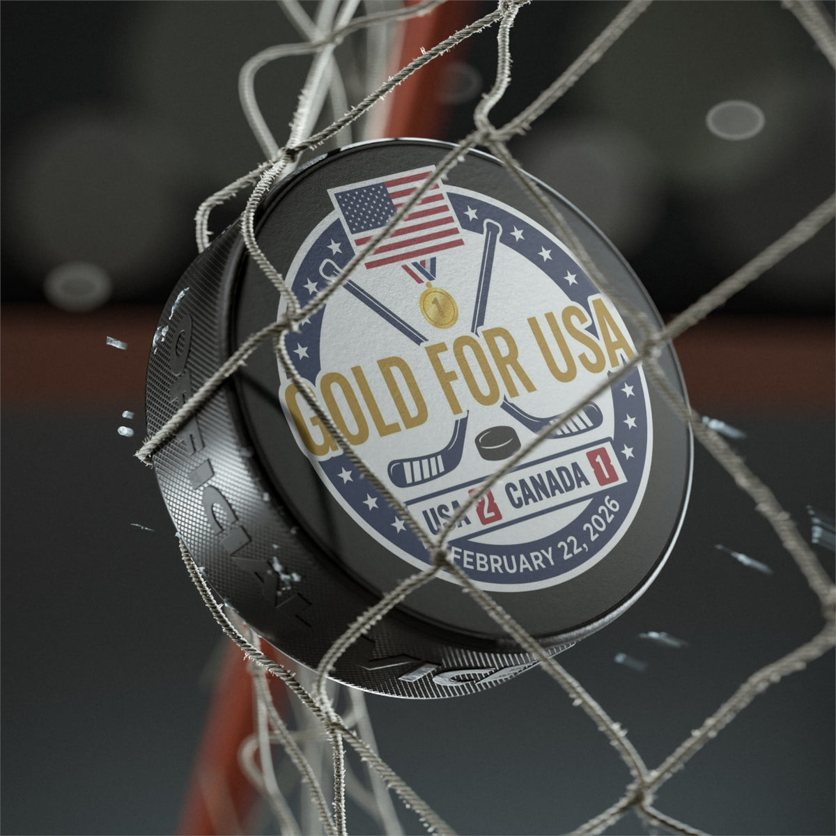 "Gold For USA" Commemorative Hockey Puck - Only 2,026 Available - view 5