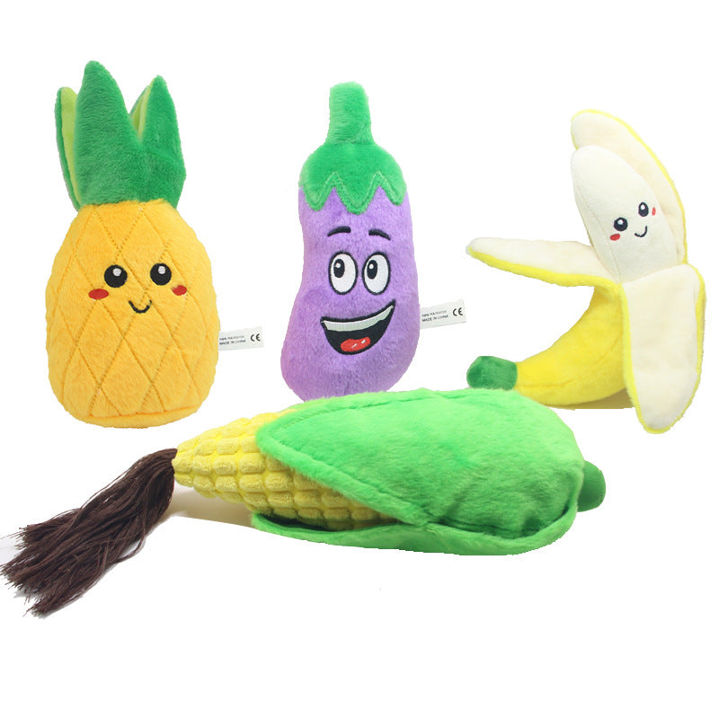 Pet Plush Sound Toys Fruits and Vegetables Dogs and Cats Educational Toys Supplies Cactus, Corn, Eggplant - image 2