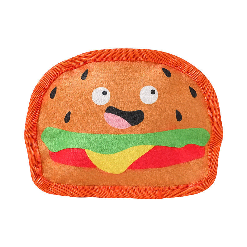 Durable Dog Toy for Chewing, Playing, and Teeth Cleaning - Fun Squeaky Anti-Boredom Design in Hamburger and French Fries Shap