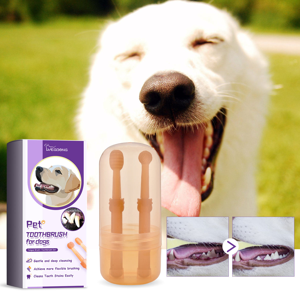 Pet Toothbrush For Dogs, Pet Oral Cleaning Dental Stains Dental Health Care - image 3