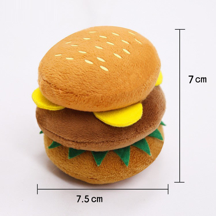 Cute Cat Plush Sound Toy - Adorable Cat Toy with French Fries and Hamburger for Small and Medium Dogs and Teddy Bears - image