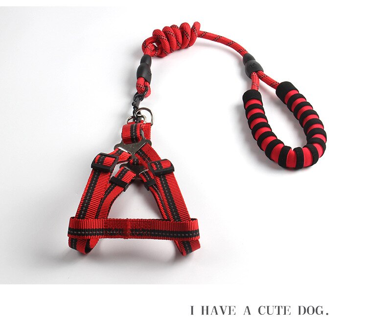 Dog Leash 1.2m Large Dog Reflective Rope Walking Big Dog Vest Harness for Dogger Leashes Strong Large Dogs Pit Bull Bulldog -