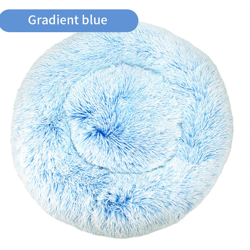 Dog Kennel Cat Kennel Plush Round Gradual Change Pet Kennel Dog Bed Winter Mat Gradual Change Pet Mattress Pet Supplies - ima