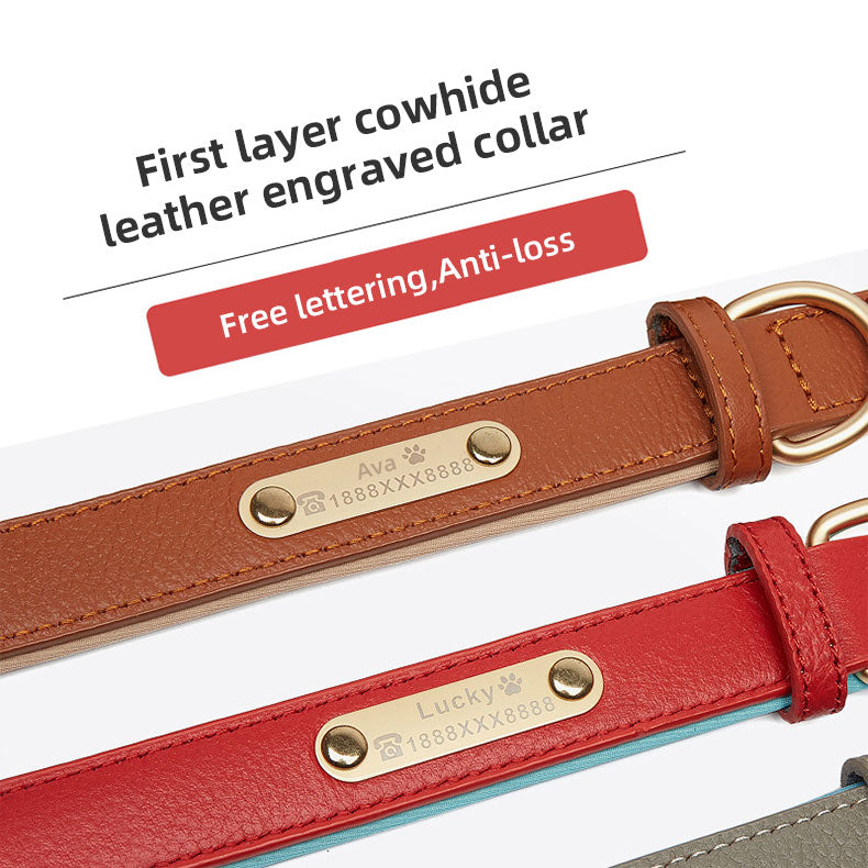 Light Luxury Leather Dog Collar Fashion Wear-Resistant Tear Bite Widening Collar Pet Supplies - image 4