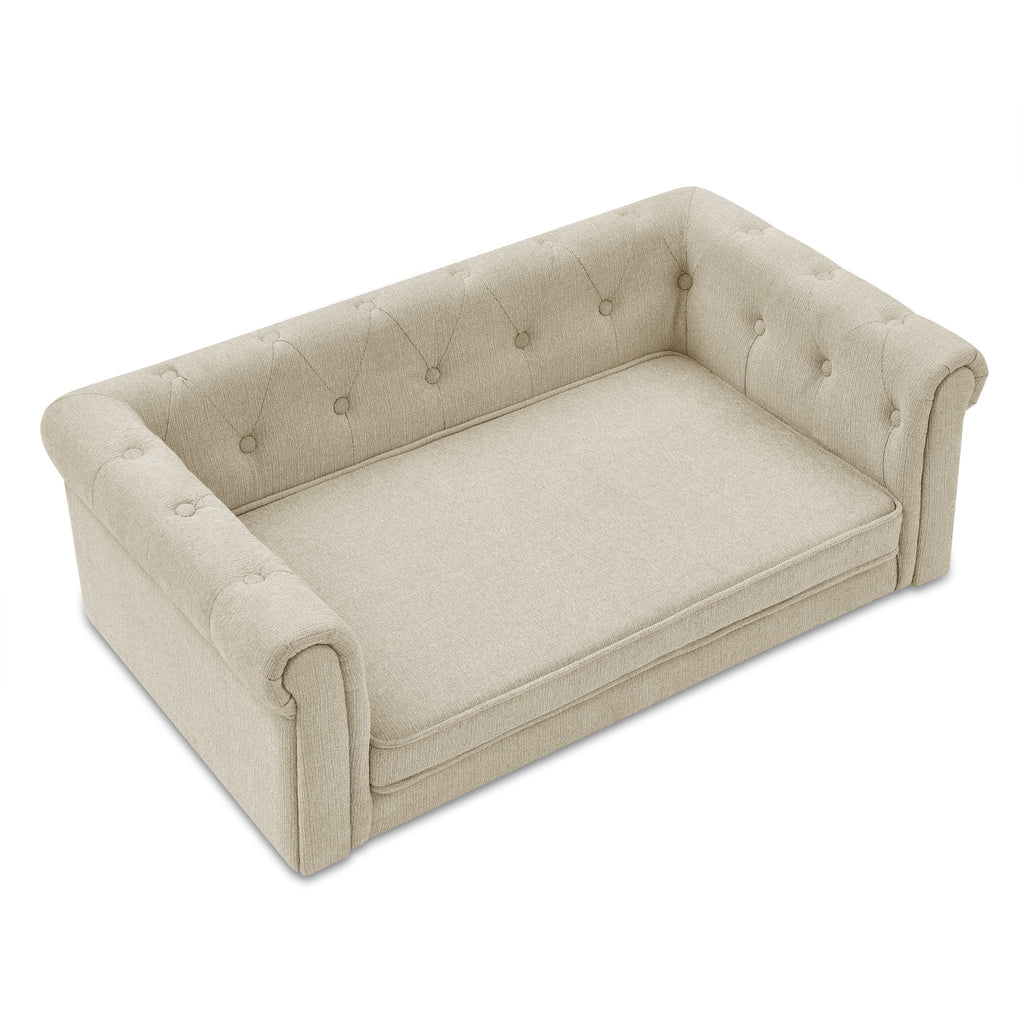 Elegant Rectangle Pet Bed for Medium and Large Dogs, Durable Elevated Dog Sofa Bed, Comfortable Dog Couch Beige - image 5