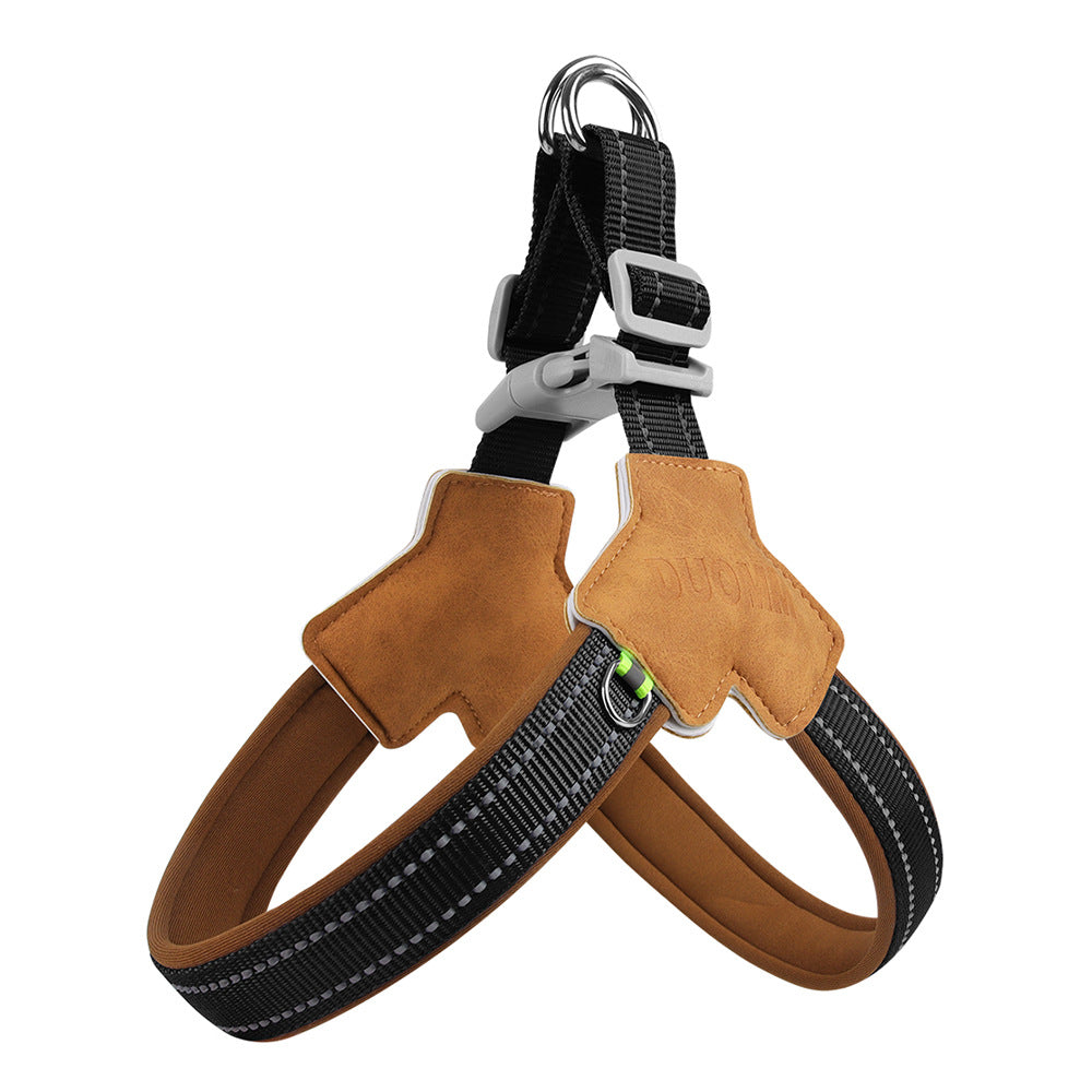 Dog Harness Chest Strap for Small and Medium Dogs, Reflective Leash for Outdoor Walking, Anti-Pull Design for Corgi, Bichon -