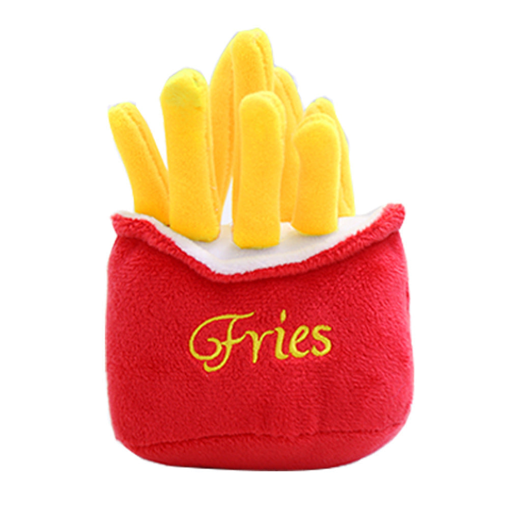 Cute Cat Plush Sound Toy - Adorable Cat Toy with French Fries and Hamburger for Small and Medium Dogs and Teddy Bears - image