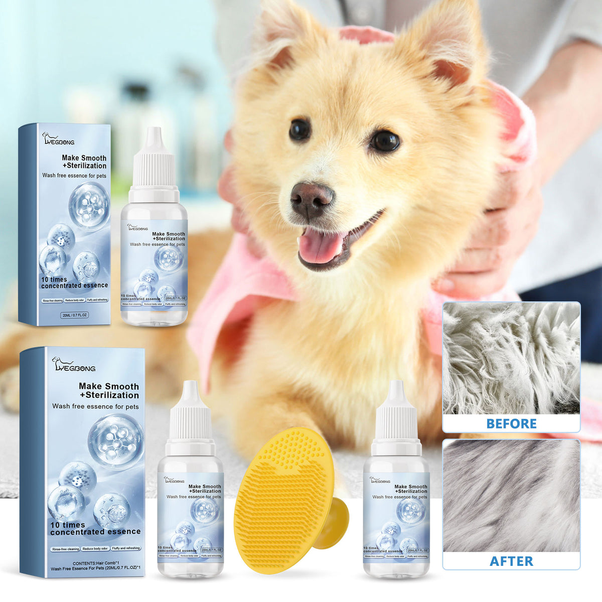 Pet Leave-In Serum Set For Cats And Dogs To Clean Hair Fluffy, Soft And Fragrance Care Essence - image 3