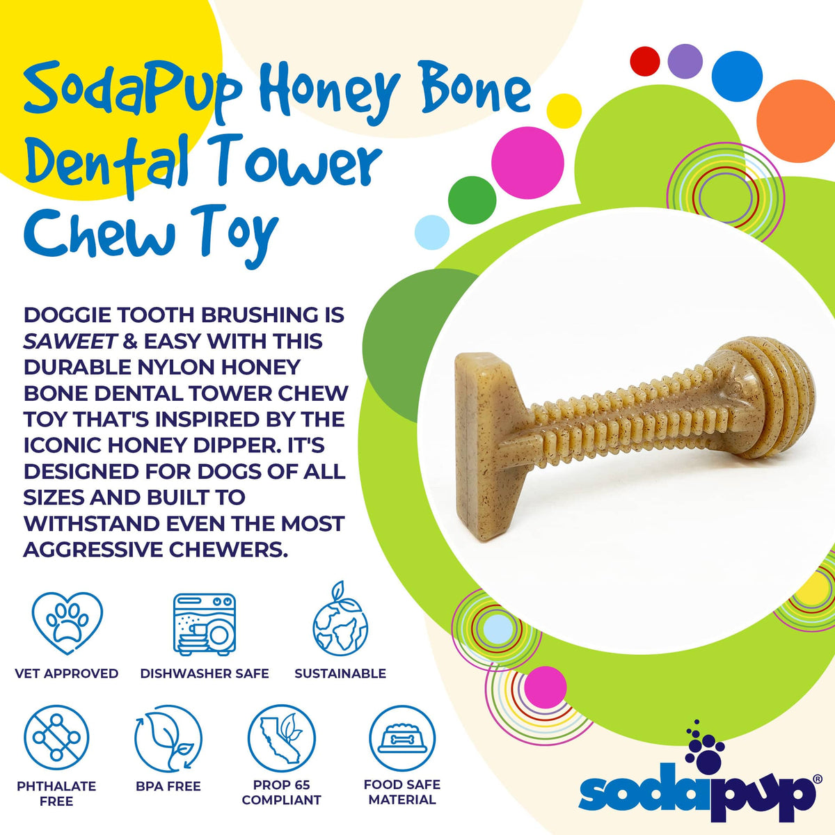 Honey Bone Dental Tower Nylon Chew Toy for Aggressive Chewers - view 2
