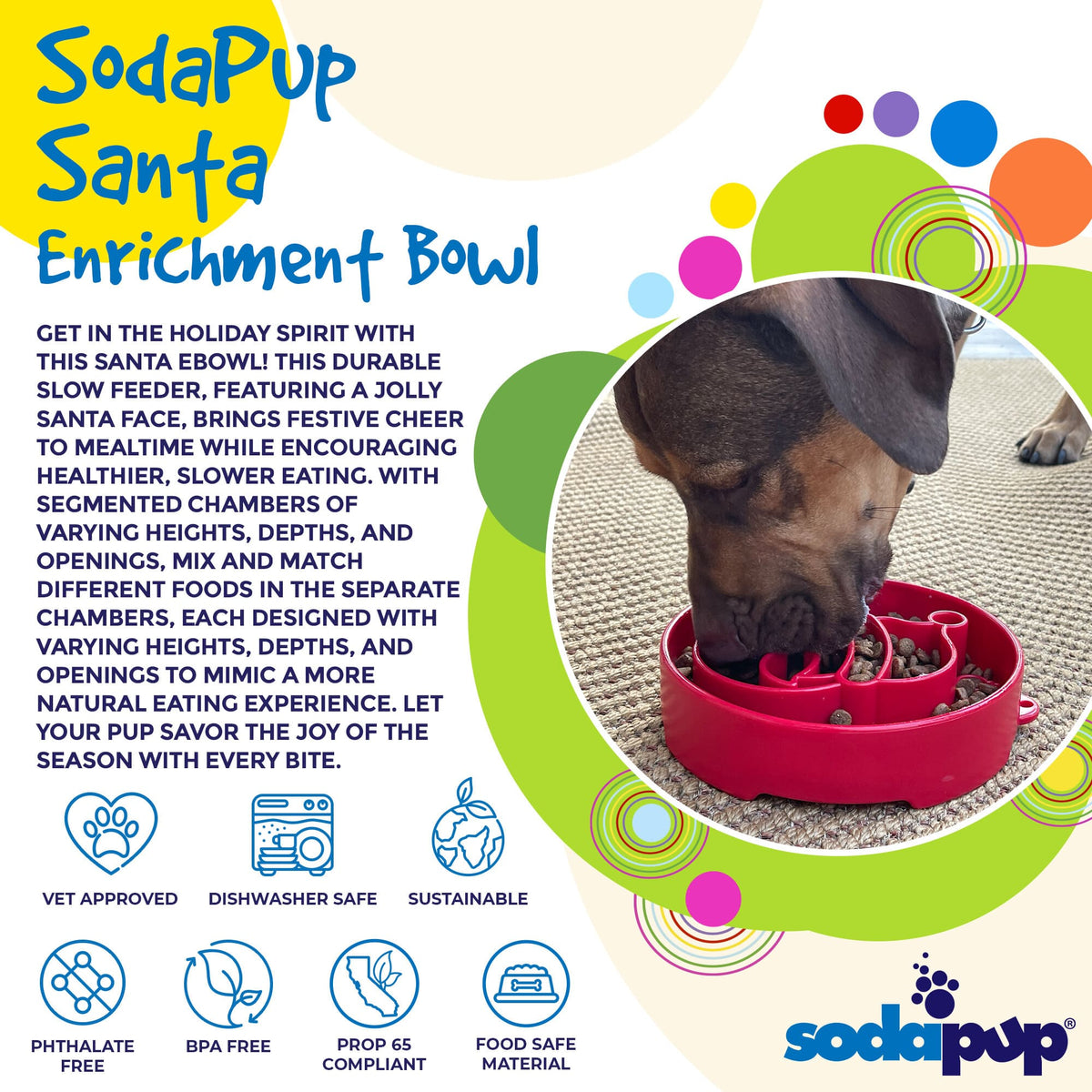 Santa Christmas eBowl Deep Slow Feeder Dog Bowl for Enrichment - view 3