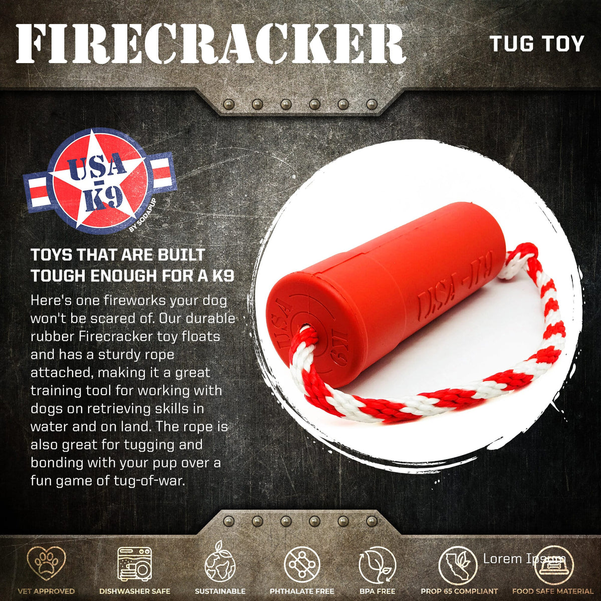 USA-K9 Firecracker Floating Training Dummy - K9 Handler Reward Toy - view 2