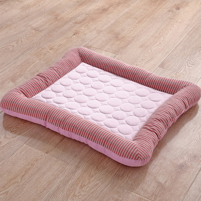 Cooling pet mats for dogs & cats (puppies/kittens): ice silk, breathable, soft summer pads in pink/blue. - image 2