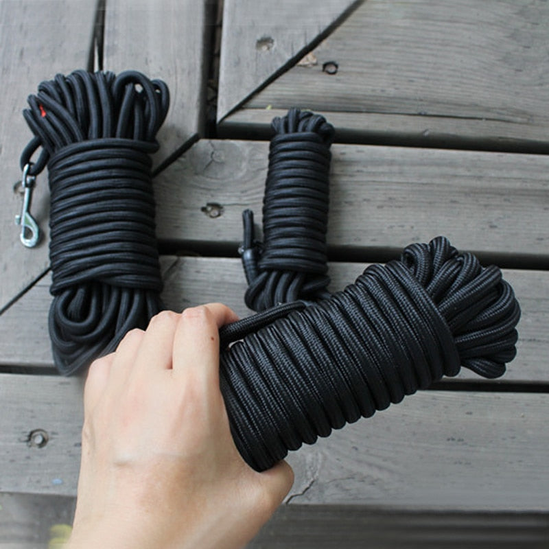 Black Nylon Dog Leash Long Tracking Round Rope Outdoor Walking Training Pet Lead Leashes For Medium Large Dogs 5M/10M/15M