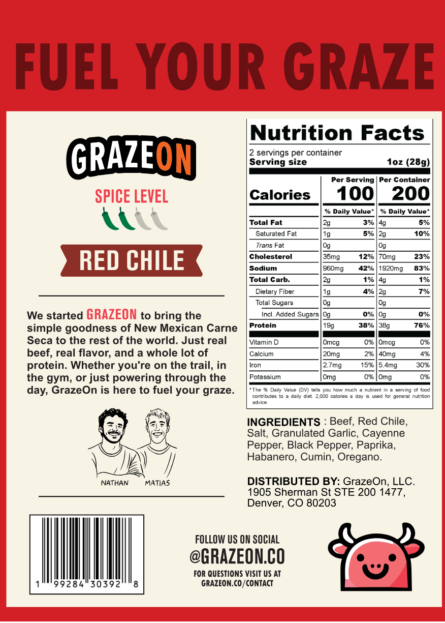 GrazeOn Red Chile Beef Jerky Crisps- High Protein, No Sugar, Crunchy - view 2