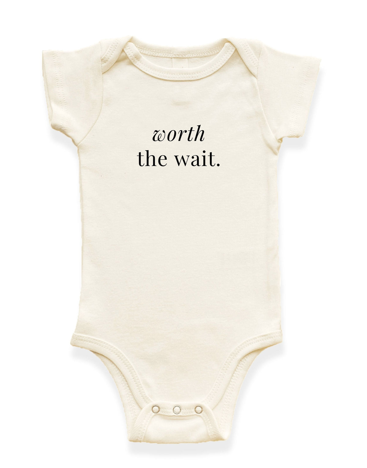 Worth The Wait Organic Cotton Baby Bodysuit - 0-3M, 3-6M, 6-12M, 12-18M