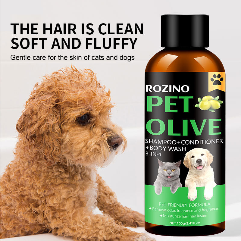 Pet Cat Dog Olive Deodorant Mite Removal Lasting Fragrance Three-in-one Shampoo - image 4