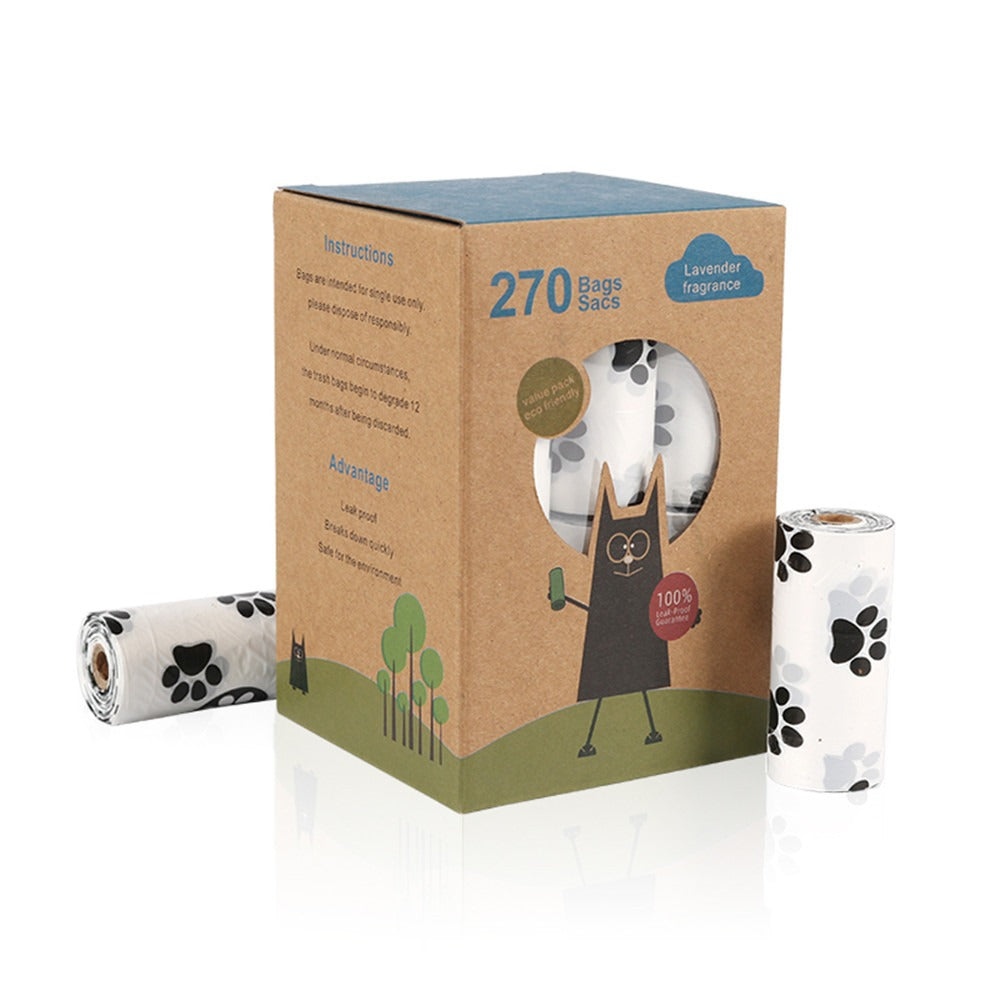 White Footprint Dog Poop Collection Bag D2W Photo Oxygen Degradation Pet Garbage Bag Pet Supplies - image 8