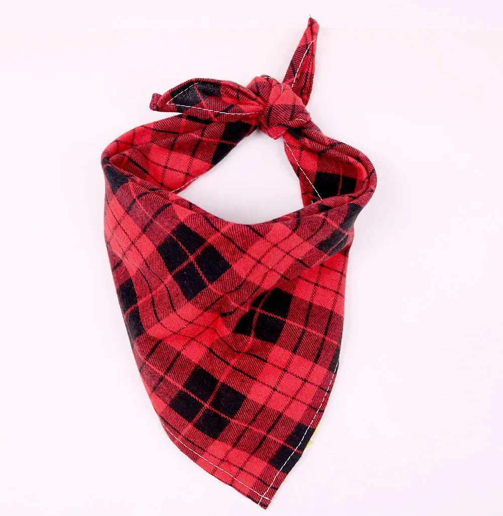 Dog Bandanas Large Pet Scarf Bandana Cotton Plaid Washable - image 5