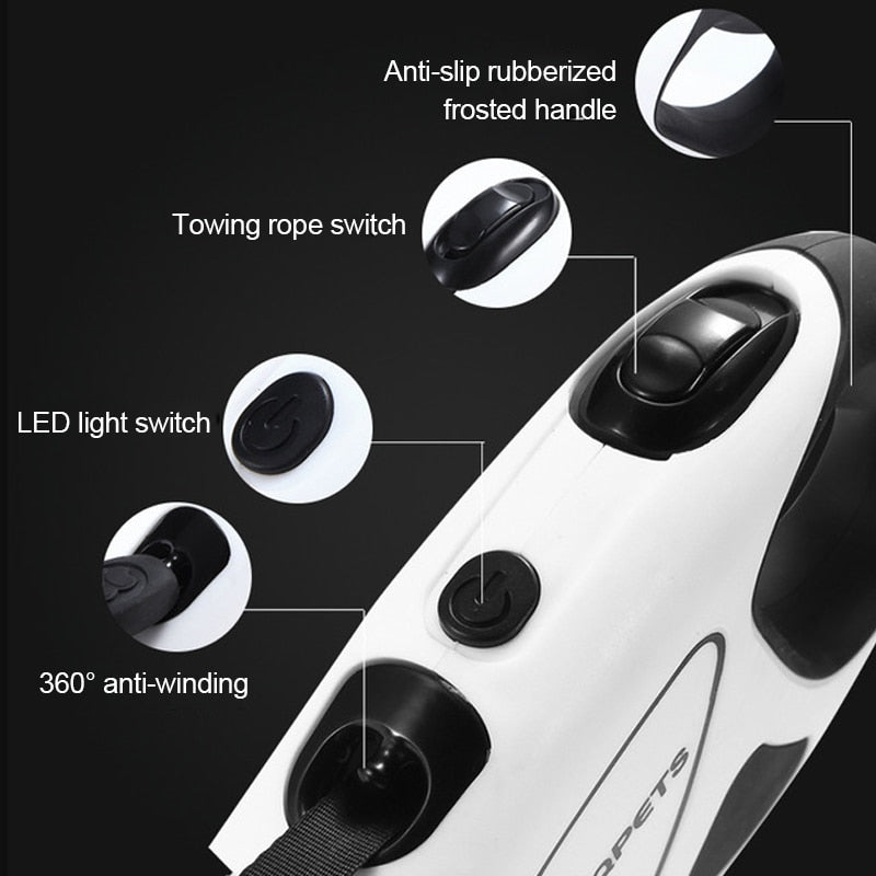 Pet Dog Automatic Retractable Fiber Leash Night Safety LED Shining Automatic Stretching Dog Hand Holding Rope Pet Supplies DL