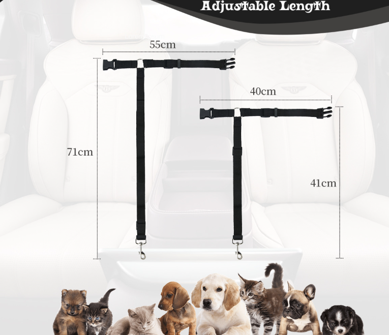 Pet Car Safety Belt Ring Dog Rear Seat Harness Adjustable Lead for Safe Travel - image 2