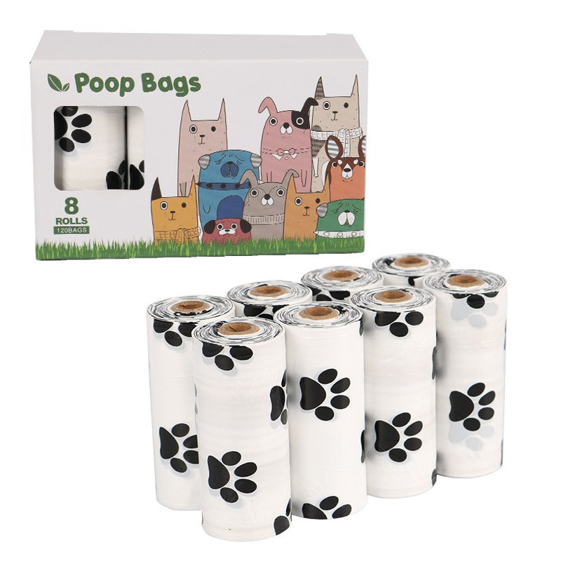 White Footprint Dog Poop Collection Bag D2W Photo Oxygen Degradation Pet Garbage Bag Pet Supplies - image 6