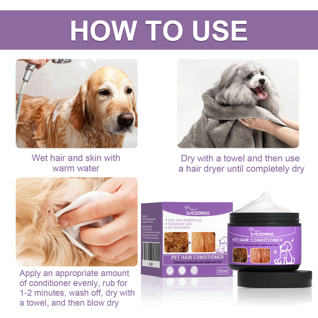 Pet Hair Conditioner For Dogs Cats, Moisturizing Detangling Pet Coat Conditioner, Anti Static, Softens & Brightens Fur, Long 