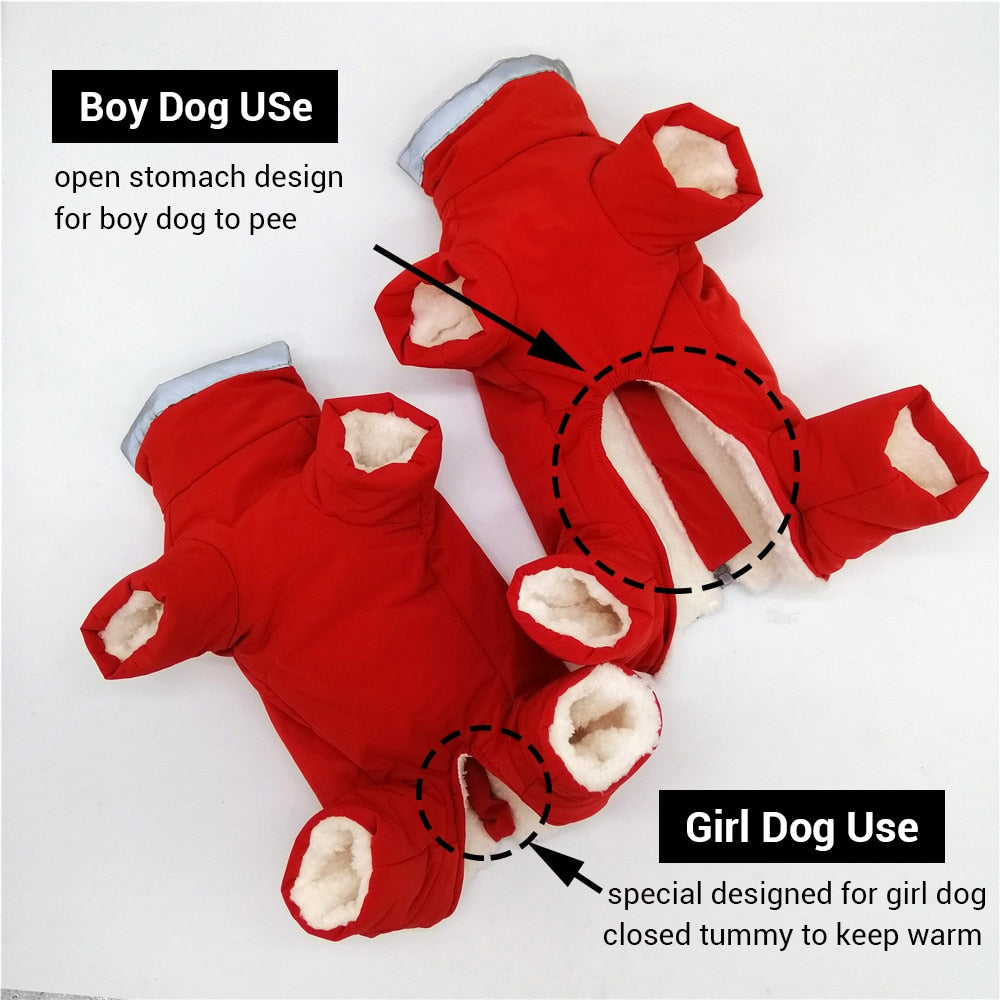 Winter Overalls for Dogs Warm Waterproof Pet Jumpsuit Trousers Male/ Female Dog Reflective Small Dog Clothes Puppy Down Jacke