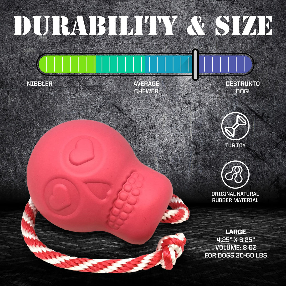 USA-K9 Skull Dog Chew Toy & Treat Dispenser - Made in USA - SodaPup - view 4