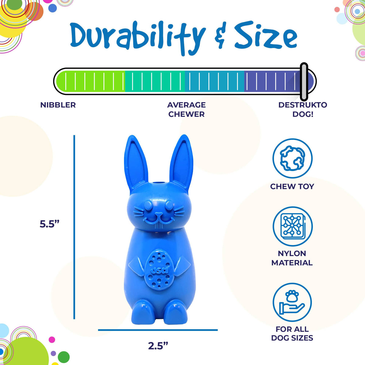 Bunny Nylon Chew Toy for Aggressive Chewers - Durable & USA Made - view 4