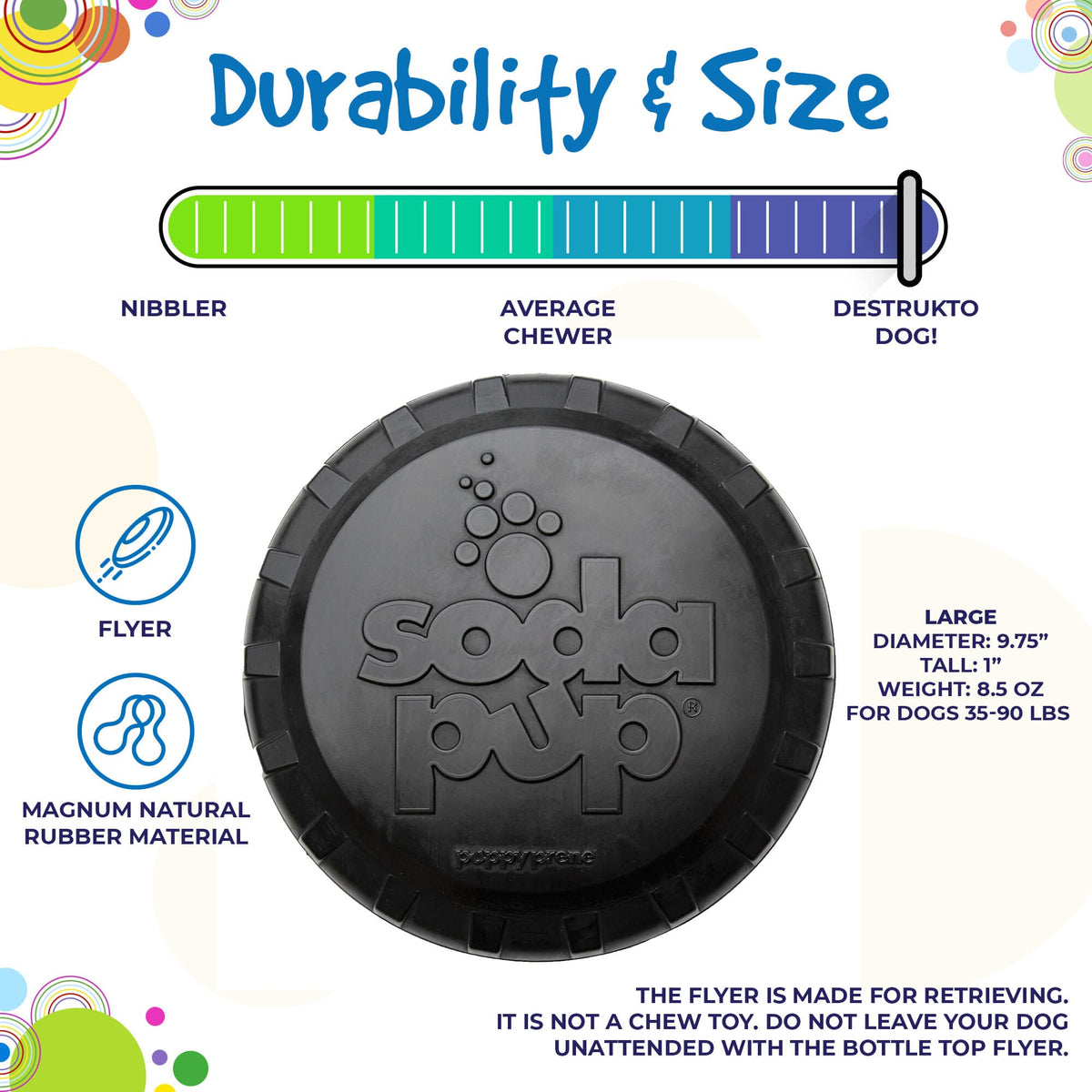 Magnum Bottle Top Flyer Rubber Frisbee for Heavy Chewers - Large - view 4