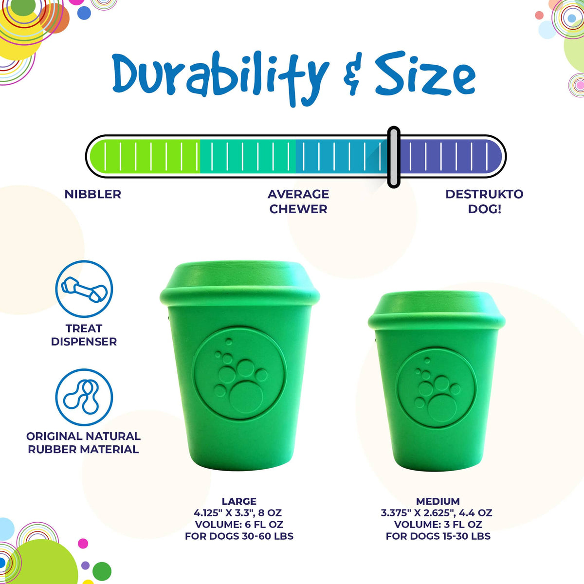 Coffee Cup Rubber Dog Chew Toy for Power Chewers - Treat Dispenser - view 4