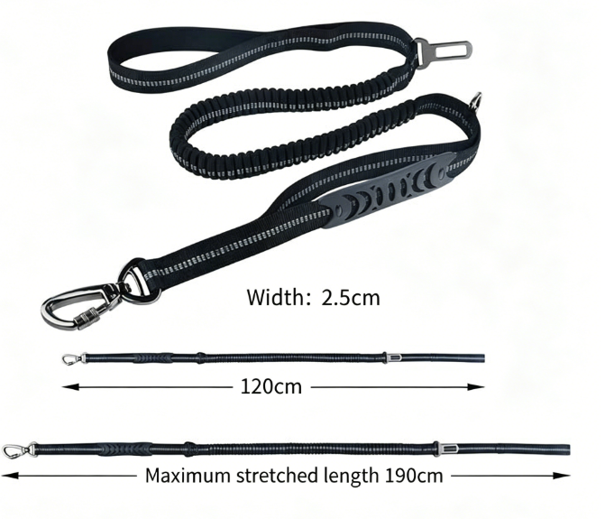 0.98*53IN Elastic Dog Leash with Reflective Car Safety Belt for Dogs - image 4