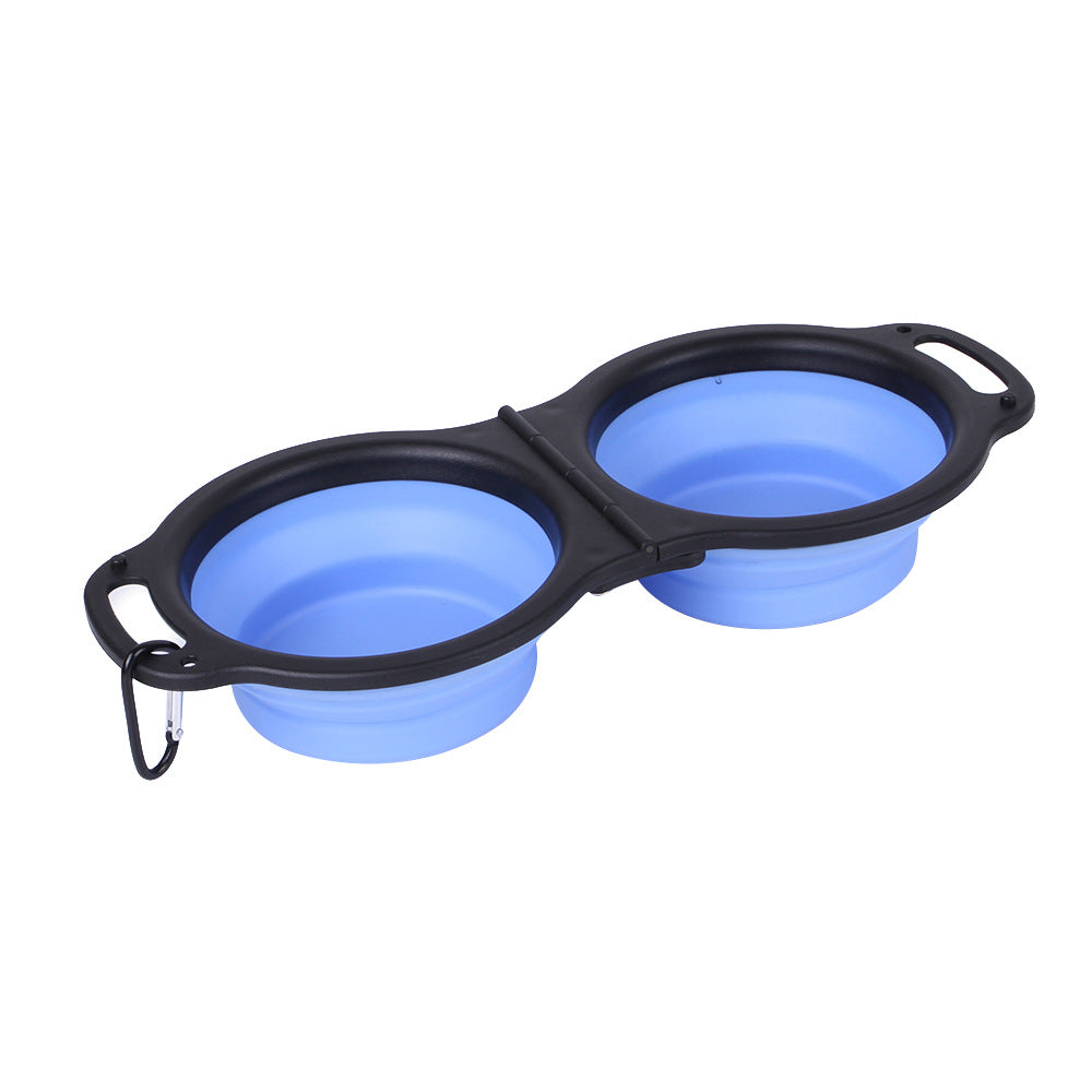 Pet Folding Silicone Double Bowl Pet Supplies Portable Dog Bowl - image 5