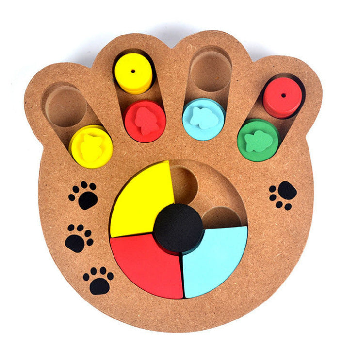 Pet Dog Puzzle Toy Bone Paw Print New Wooden Toy Feeding Multifunctional Pet Toy - image 5