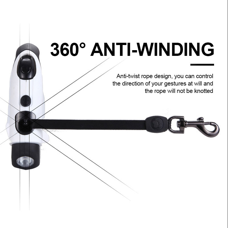 Pet Dog Automatic Retractable Fiber Leash Night Safety LED Shining Automatic Stretching Dog Hand Holding Rope Pet Supplies DL