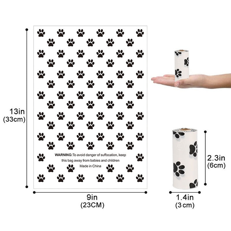 White Footprint Dog Poop Collection Bag D2W Photo Oxygen Degradation Pet Garbage Bag Pet Supplies - image 3