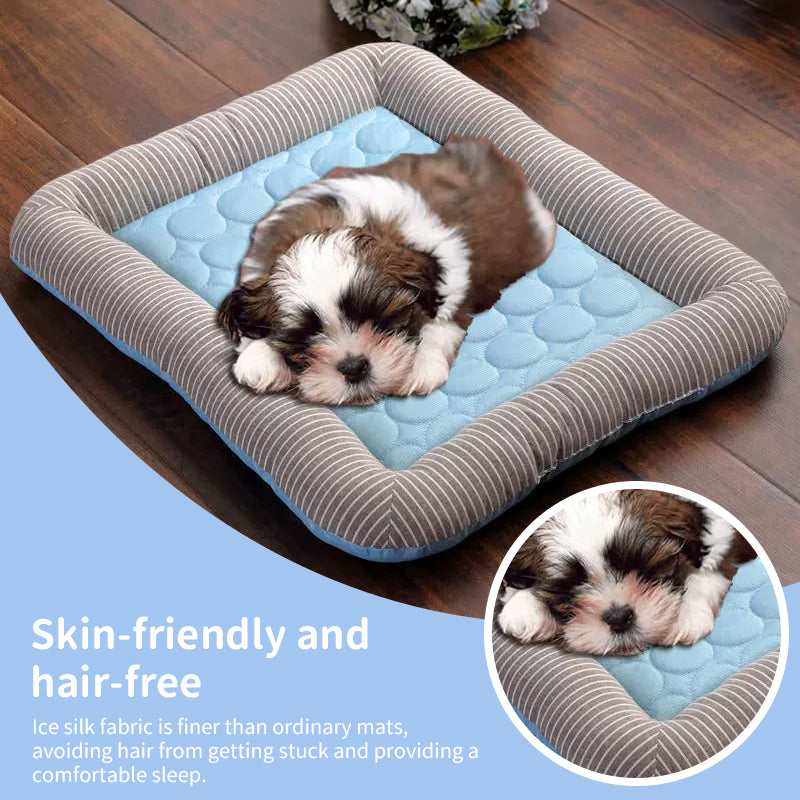 Cooling pet mats for dogs & cats (puppies/kittens): ice silk, breathable, soft summer pads in pink/blue. - image 6