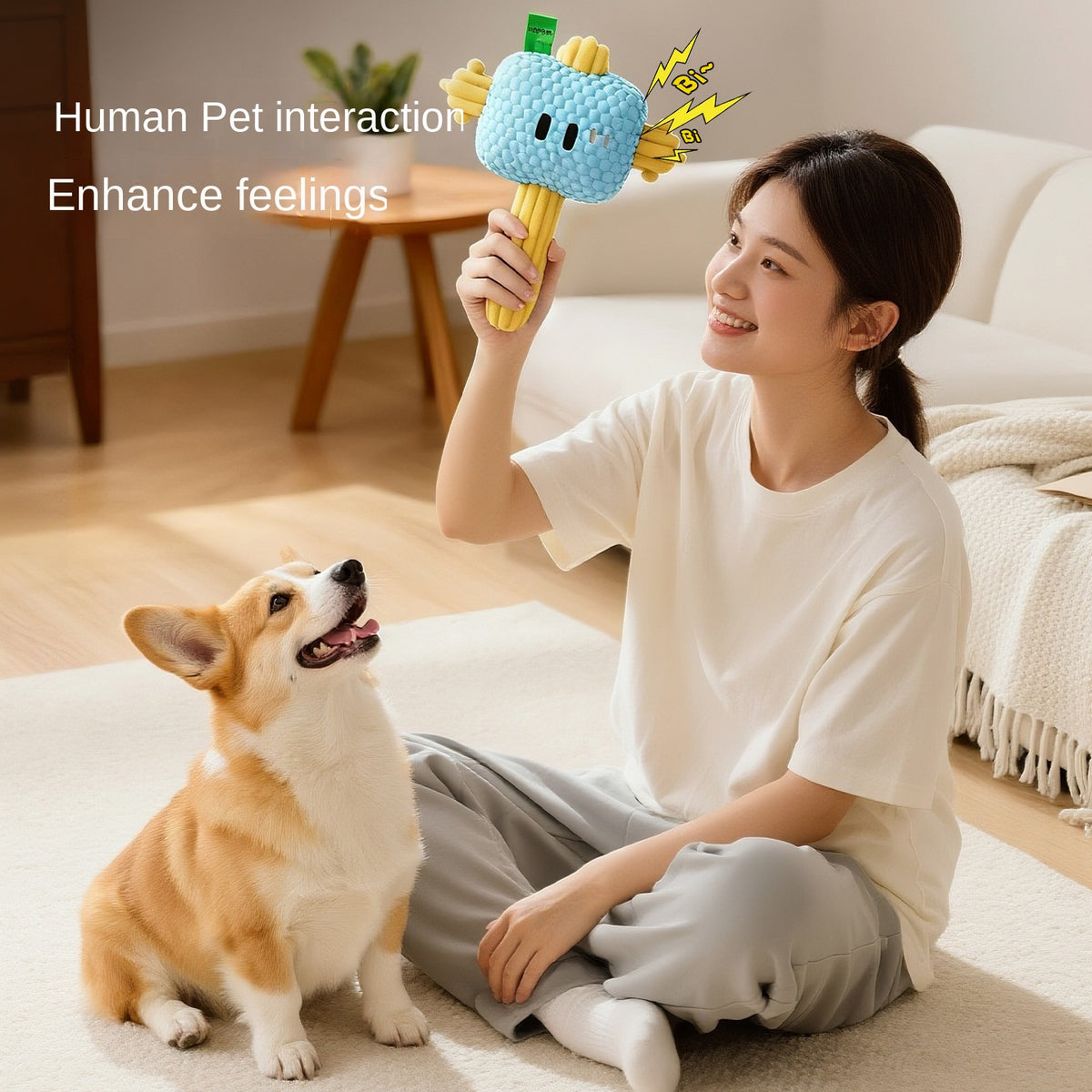 Dog Hammer Toy Self-Entertainment Durable Chew Rope Knot with Sound for Small Dogs, Golden Retriever, Teddy Pet Supplies - im